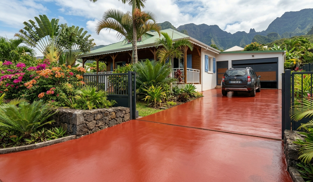 Béton coloré rouge