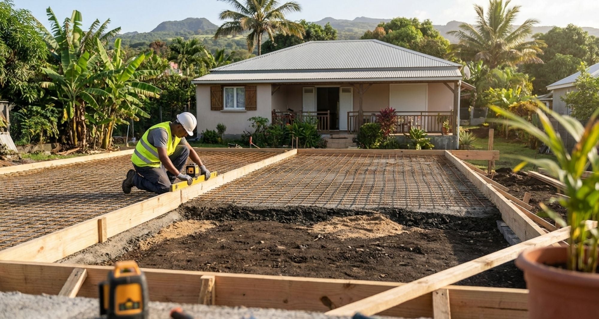 Les différentes étapes dans la préparation d'une terrasse en béton